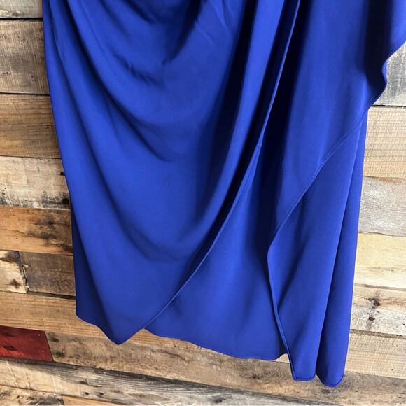 Badgley Mischka Mark & James Blue One Shoulder Dress Size Small - Picture 7 of 16